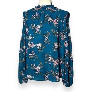 3/$20💥 Wayf Mock Neck Peasant Top Floral Print Ruffle Details Long Sleeve Blouse